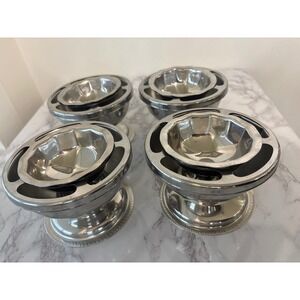 Vintage Gemco Stainless Steel Shrimp Cocktail Supreme Servers Set of 4 Japan